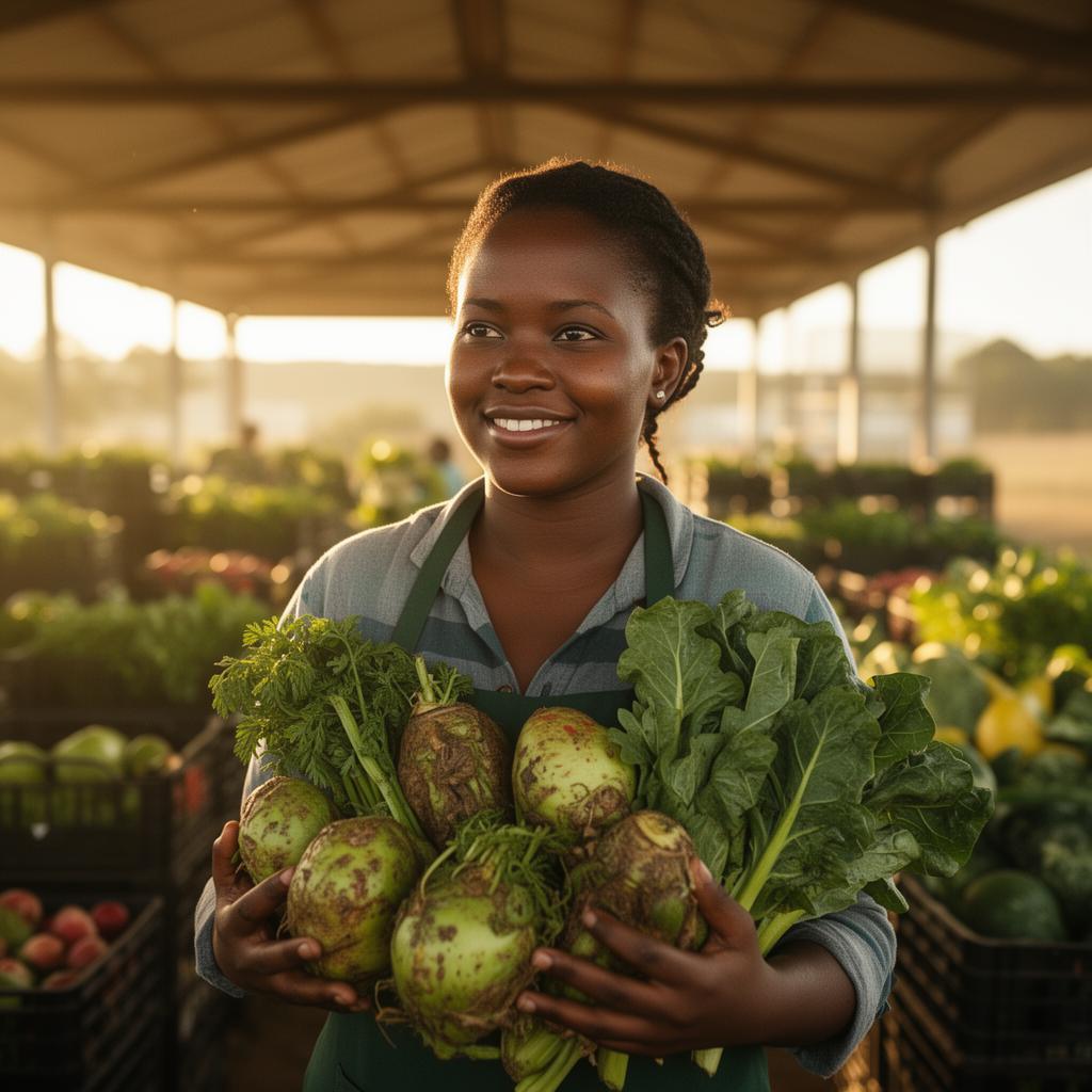 South African agripreneur with fresh produce in a Packshed