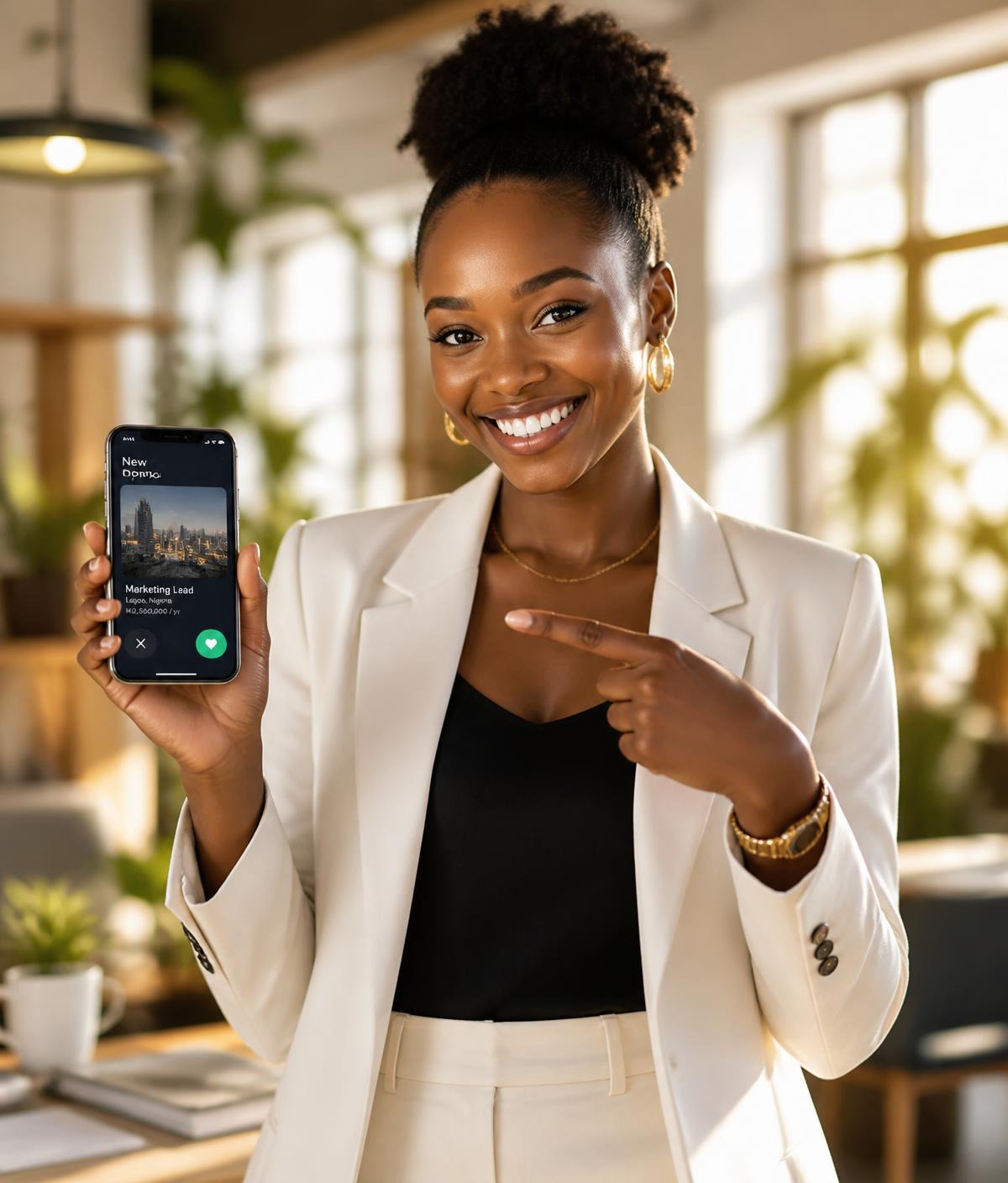Hands holding a phone with a swipe-style opportunity card