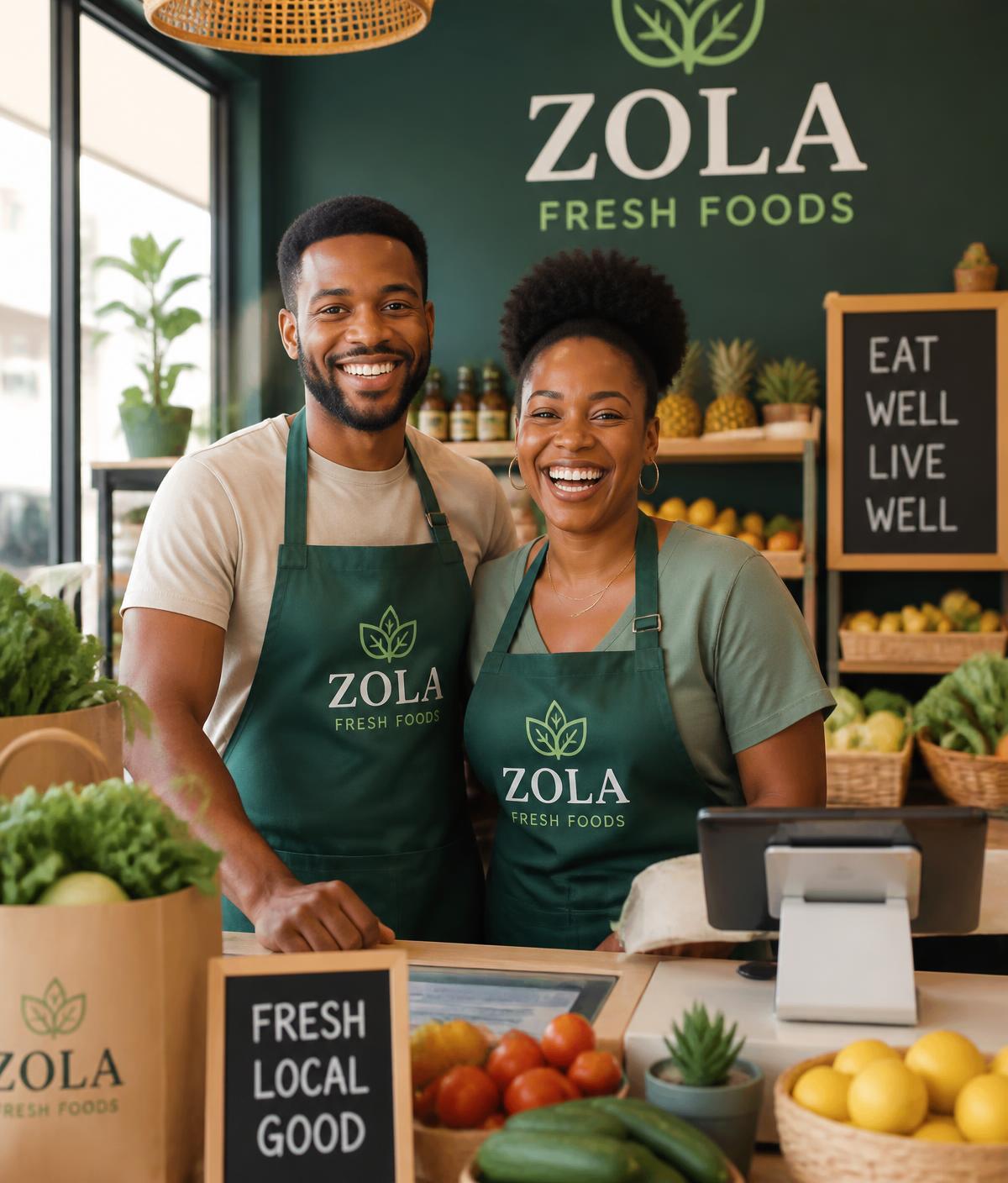 Vibrant South African township marketplace with spaza shop and franchise kit