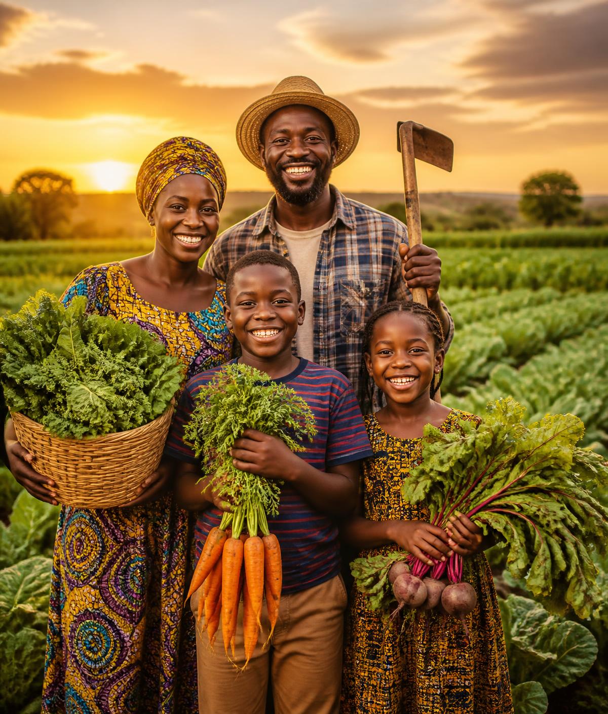 South African family standing proudly in front of their home